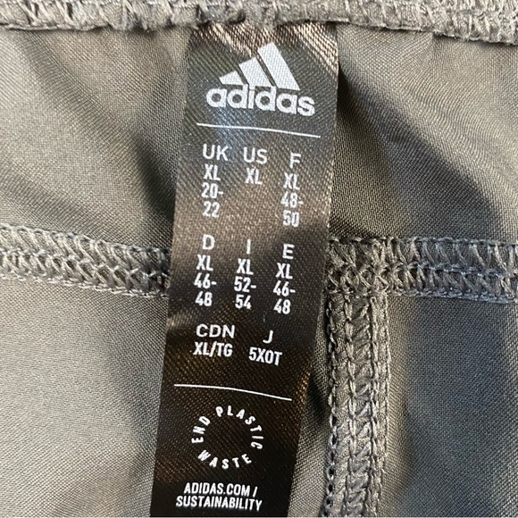 Adidas Shorts Women XL Gray Black Trio 3 Stripe Running Athletic Elastic Waist - Picture 2 of 6